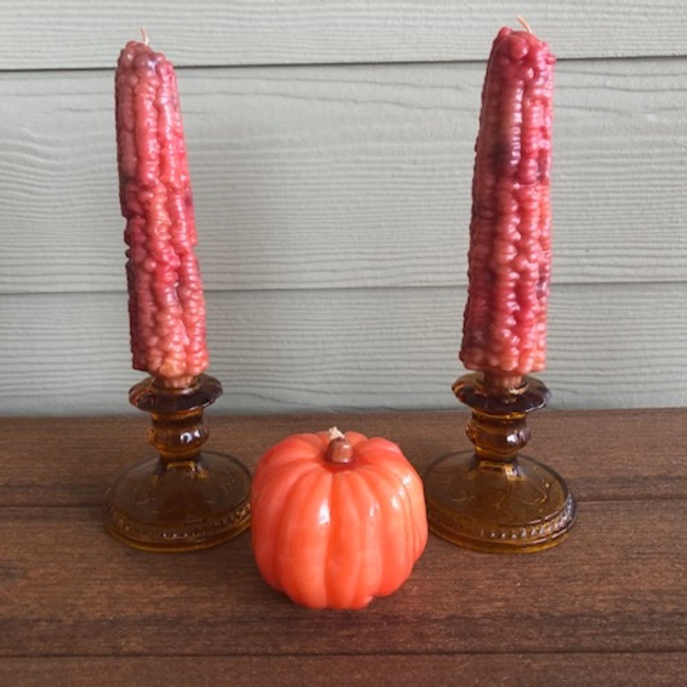 WAX CORN AND PUMPKIN CANDLES